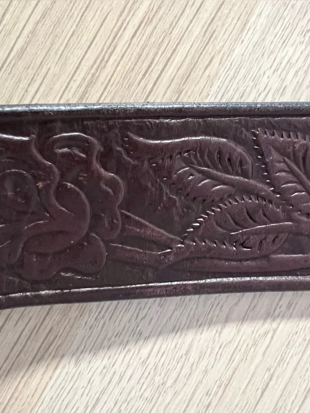 Faithful Designs X IVAN Oval Cherry Blossoms Metal Buckle Tooled Leather Belt XS